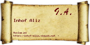 Inhof Aliz névjegykártya